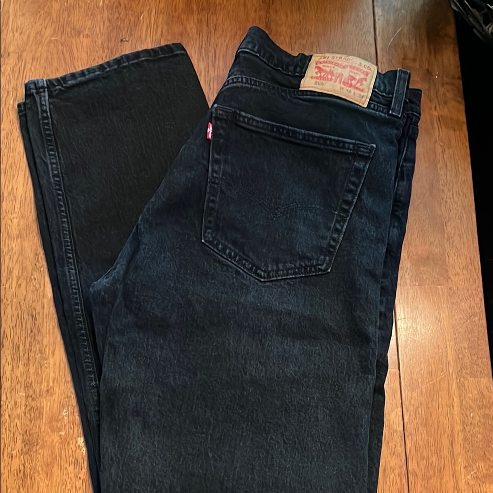 Levi's Men's 505 Black Denim Straight Jeans